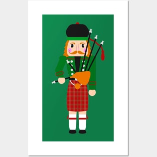 Scottish Bagpiper Nutcracker Christmas Print Posters and Art